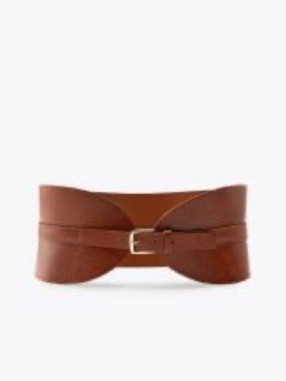 Zara Wide Leather Sash Belt - Brown with Gold Buckle - Picture 7 of 7